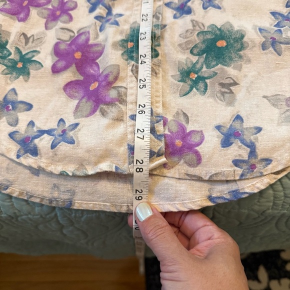 Vintage Red Rover Linen Floral Sleeveless Button-Up Shirt Size M Women - Picture 7 of 8